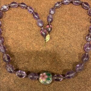 Vintage Amethyst & Cloisonné Necklace